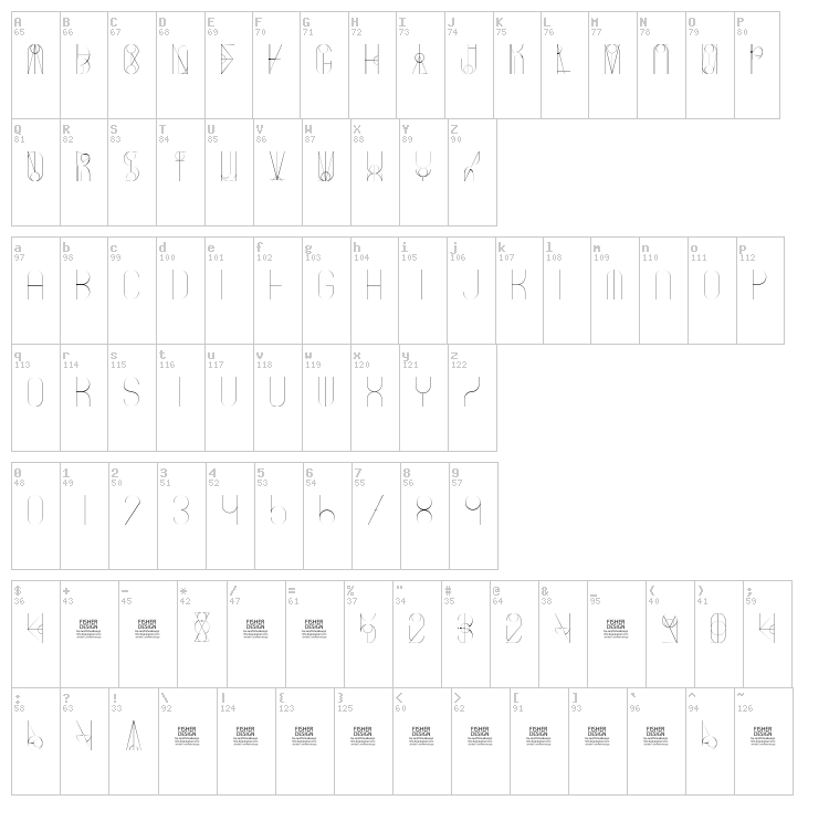 Freak Show font map